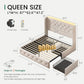 Queen Upholstered Platform Bed Frame Integrated LEDs