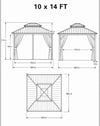 10x14 Ft Weatherproof Hardtop Aluminum Gazebo Roof