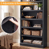 Five Tier Black Finished Wooden Adjustable Bookcase