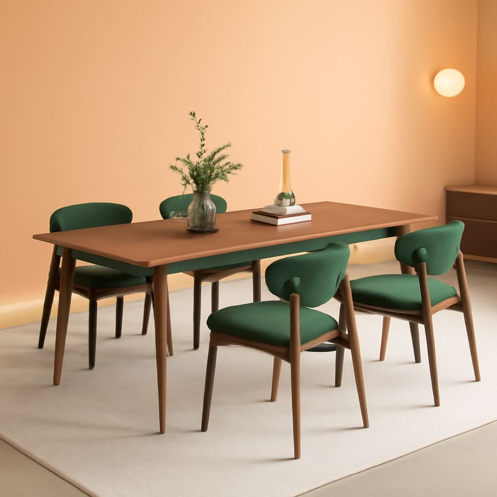 Green Upholstered Dining Chairs With Curved Backrest