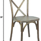 Two Pack Medium White Grain X-Back Dining Chairs Stackable Elm Wood Construction