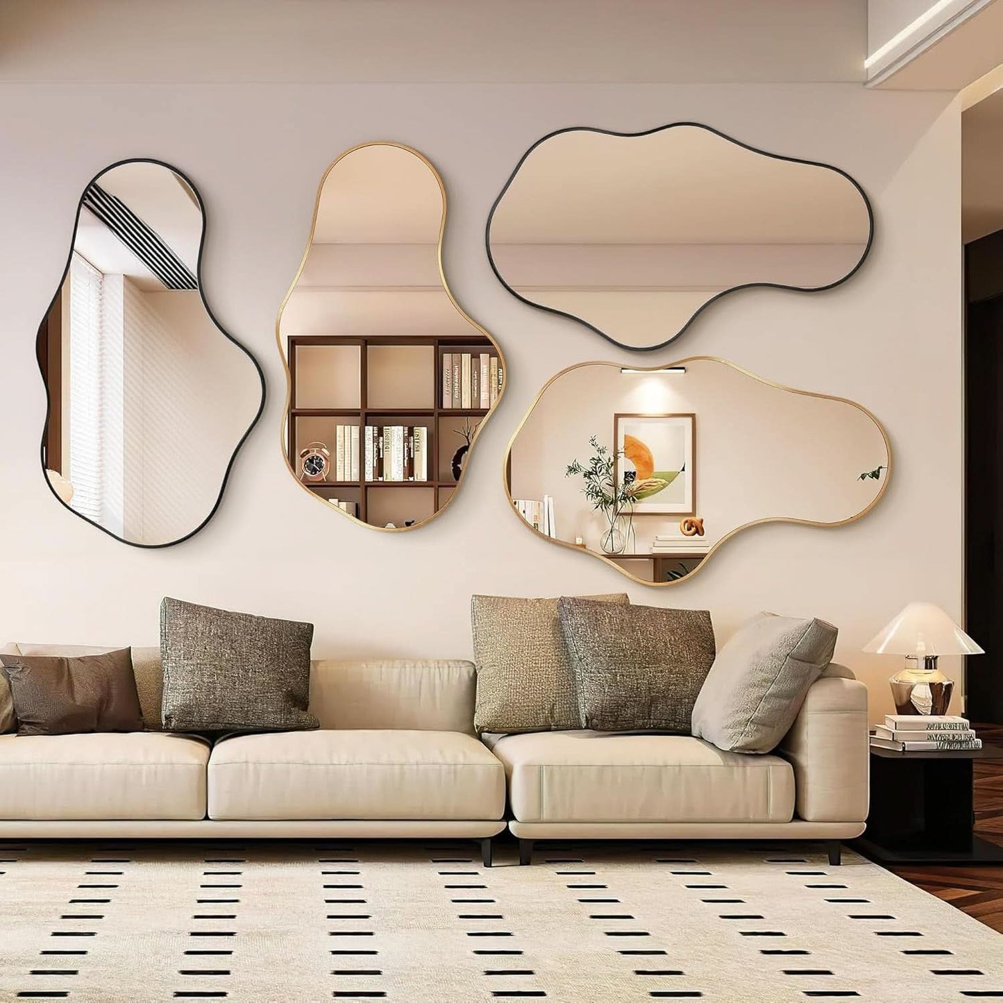 22X36 Irregular Wall Mirror Gold Aluminum Decorative