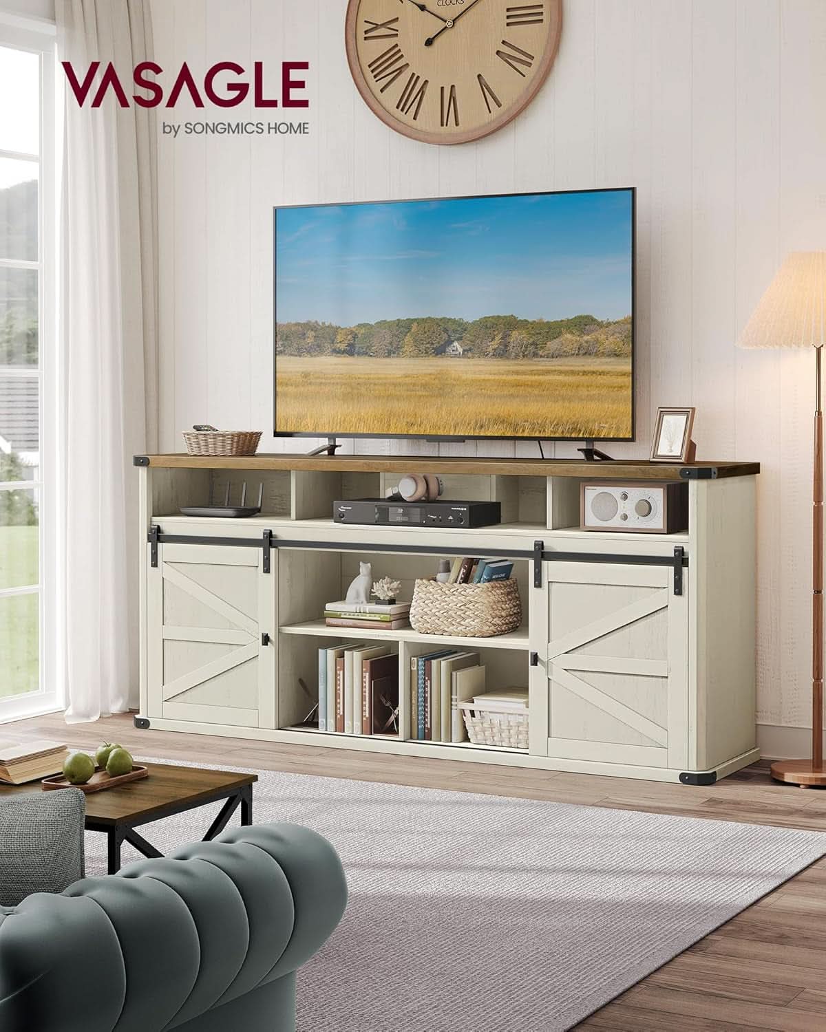 Rustic White Honey Brown Seventy Five Inches TV Stand