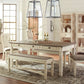 Bolanburg Farmhouse Dining Table Drawers Whitewash Seats 6
