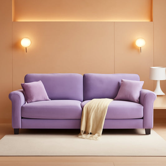 Deluxe Velvet 83 Inches Luxury Loveseat Purple Shade-0