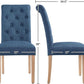 Blue Button Tufted Dining Chairs Set Of 2 With Solid Wood Legs