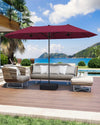 Fifteen Foot Burgundy Patio Umbrella With Base Included