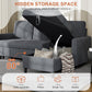 Dark Grey Corduroy Sleeper Sofa With Hidden Storage