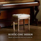 Beige Ottoman Stool 18.5 Inches Elegant Contemporary