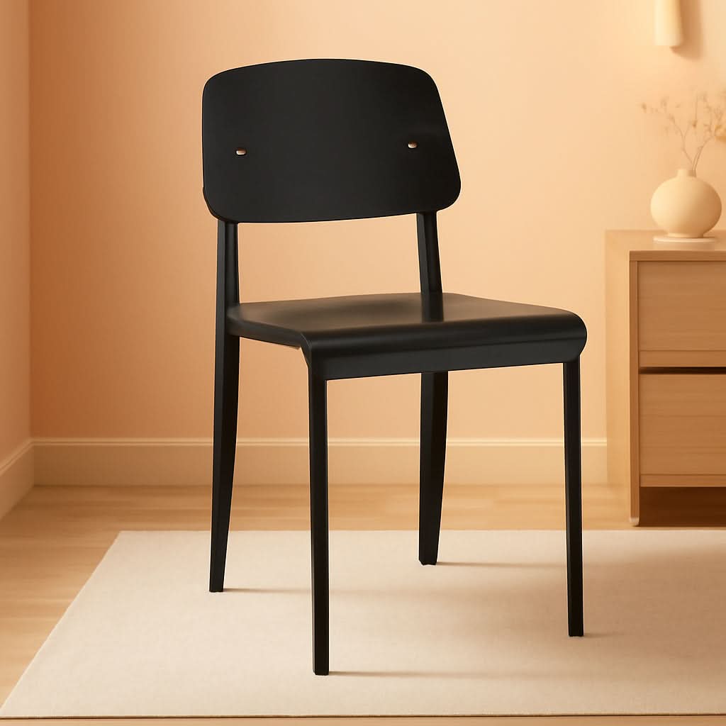 Black Premium Contemporary TubularSteel Hardwood Dining Chair