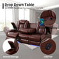 Power Reclining Brown Leather Sofa Set For Living Room