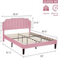 Queen Velvet Upholstered Platform Bed Frame Nailhead