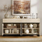 Oak Sideboard Buffet With Glass Doors Light Finish