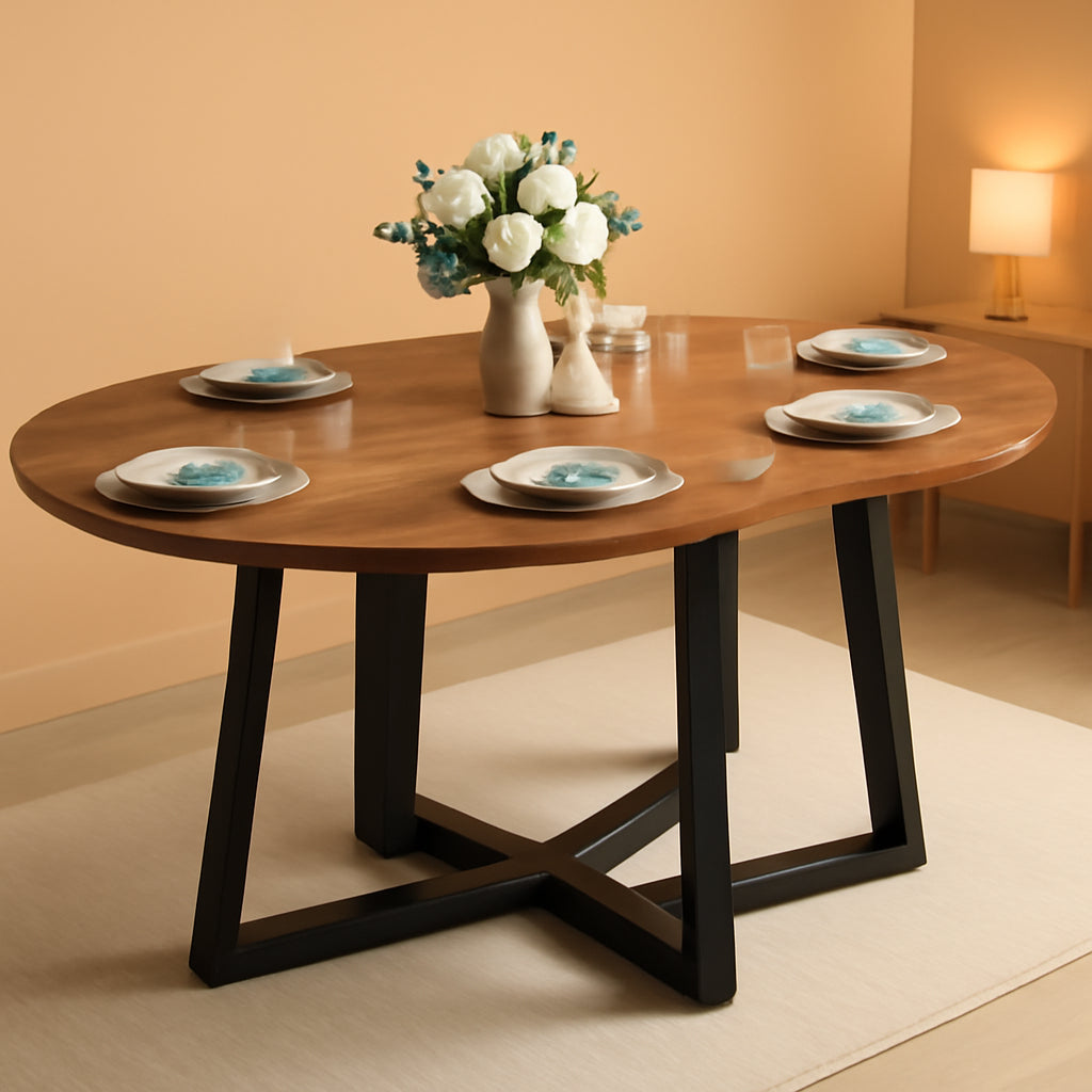 Extendable Round Walnut Dining Table Accommodates Four
