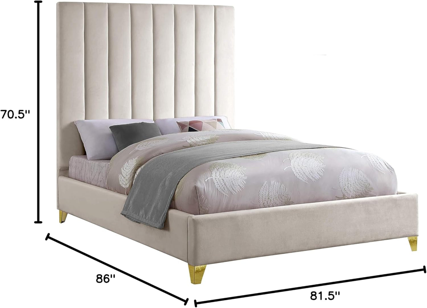 Luxurious Upholstered Velvet King Bed With Tufting