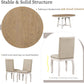 Farmhouse Round Extendable Dining Table Set Oak Finish with Upholstered Chairs