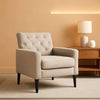 Linen Accent Chair With Button Tufting For Living Room-0