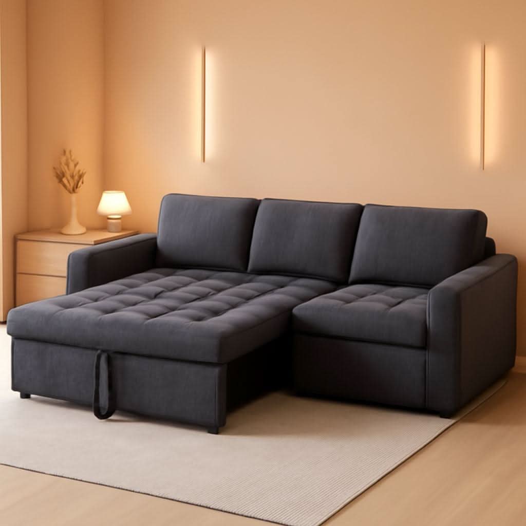 85 Inch Ultrasoft Chenille L Shaped Sleeper Couch Sofa