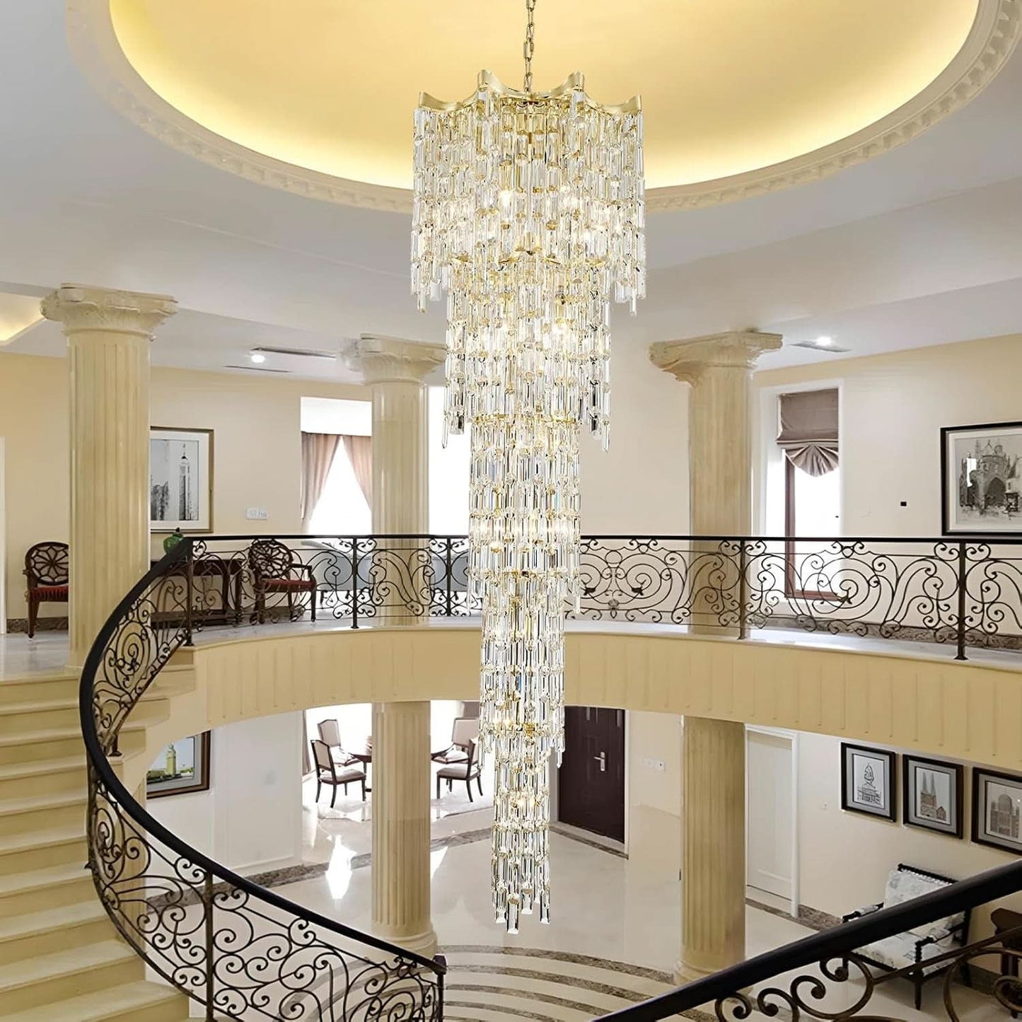 Seventy Nine Inch Gold Crystal Chandelier With K9 Crystals