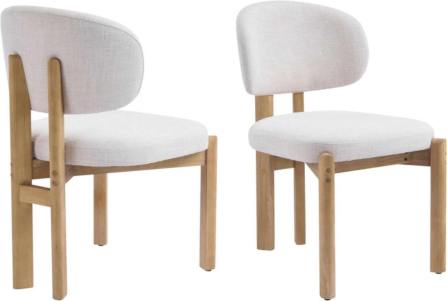 Beige Upholstered Mid Century Dining Chairs Collection