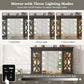 Brown Makeup Vanity With Illuminated Mirror Armoire