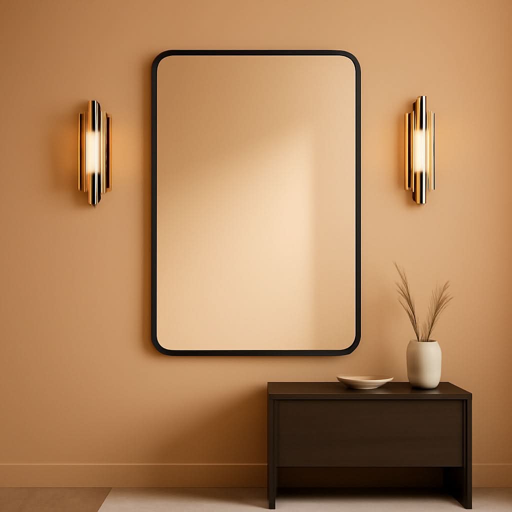 Matte Black Bathroom Mirror 30x22Inch Tempered Glass