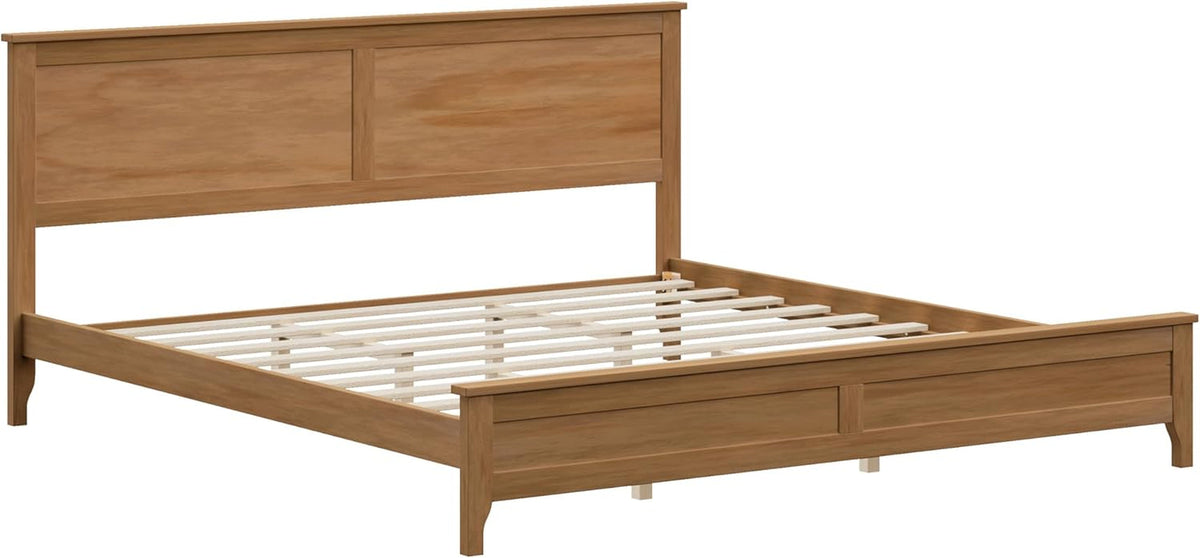 Natural King Platform Bed Including Headboard Support