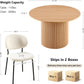 47 Inch Round Dining Table Set Beige Oak Boucle Padded Seating
