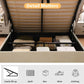 Queen Size Hydraulic Lift Storage Bed Beige Linen Upholstered