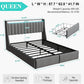 Queen Bed Frame With LED Lights And Storage Drawers