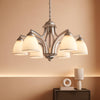 Brushed Nickel 6Light Farmhouse Chandelier Milk Glass-0