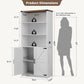 White Five Tier Bookcase Unit With Doors LED Lighting-1