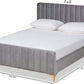Queen Size Luxurious Grey Velvet Upholstered Platform Bed