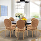 PU Leather Dining Chairs Set of 6 Orange Round Back with Nailhead Trim