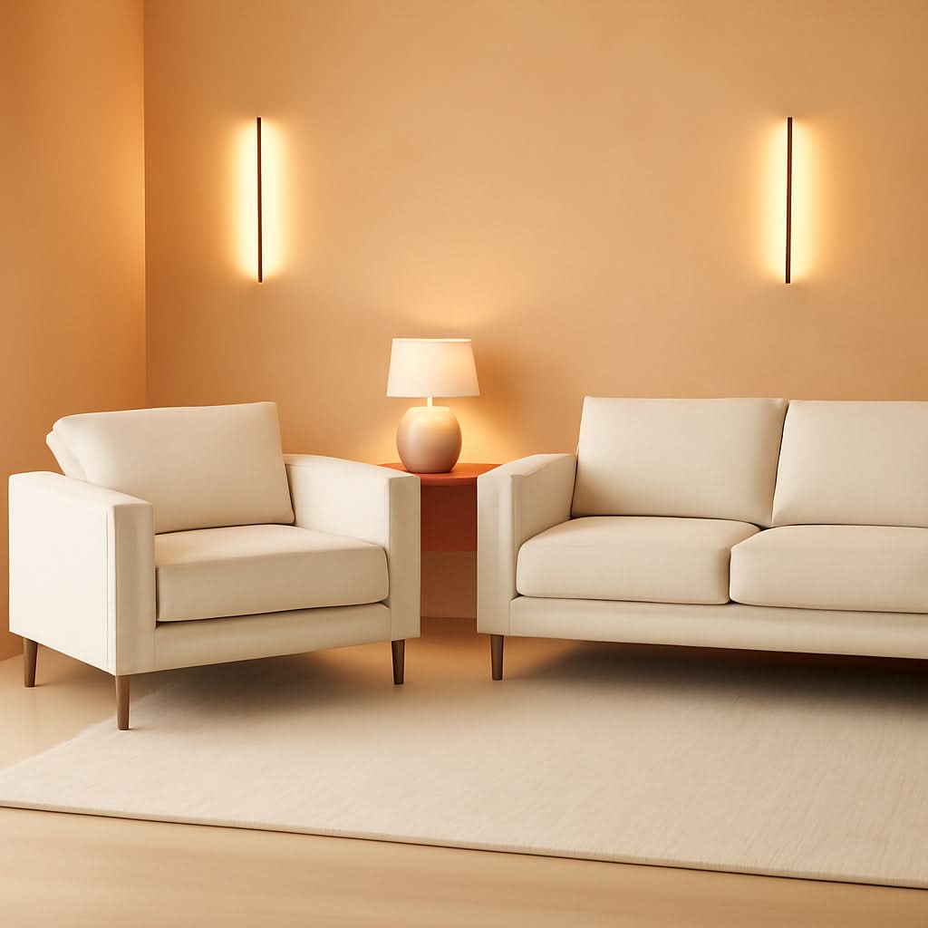 Noa Light Beige Fabric Upholstered 2Piece Living Room Set-0