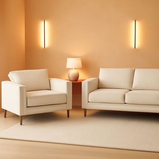 Noa Light Beige Fabric Upholstered 2Piece Living Room Set-0