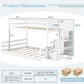 White Solid Wood Twin Over Full Bunk Bed Stairs GuardRails