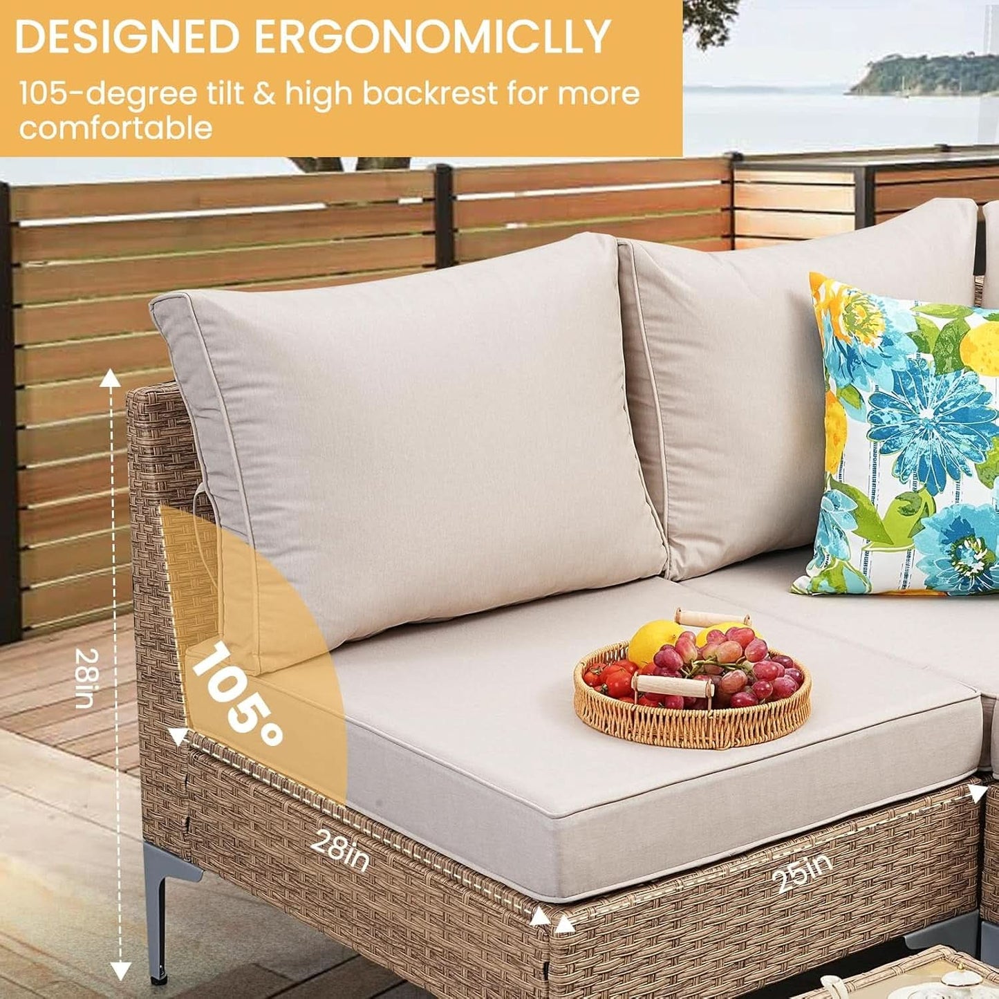 7 Piece Wicker Patio Furniture Set with Thick Cushions-2