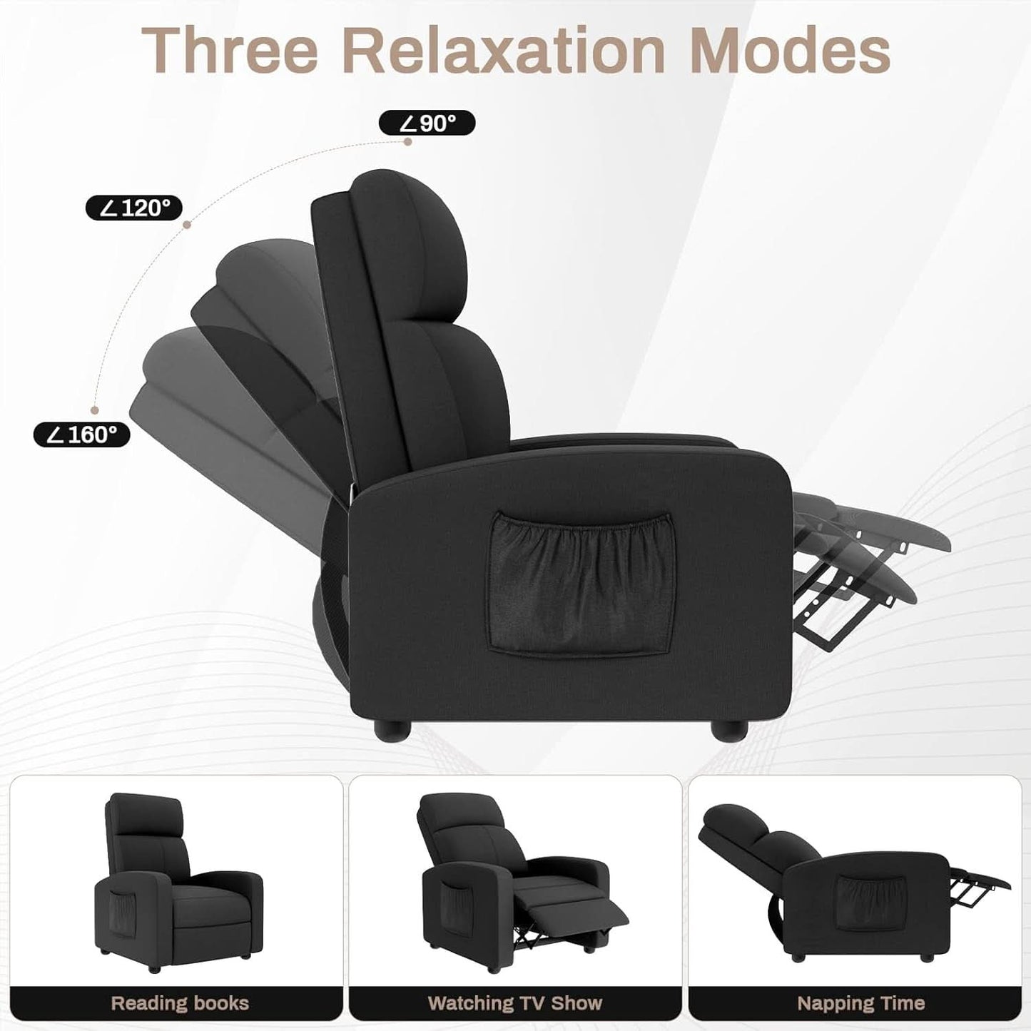 Soft Linen Recliner Chair With Adjustable Backrest