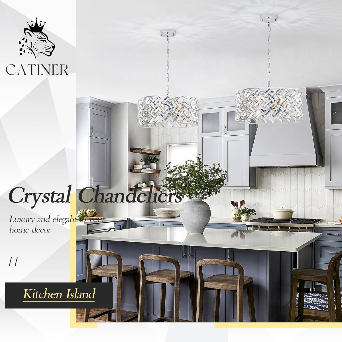 Chrome Crystal Chandelier Ceiling Mount Fixture Light