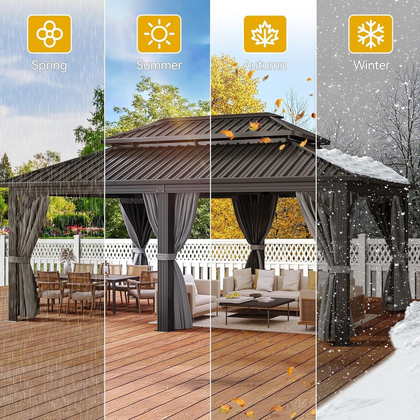 18x12 Ft WeatherResistant Aluminum Gazebo Netting Curtains