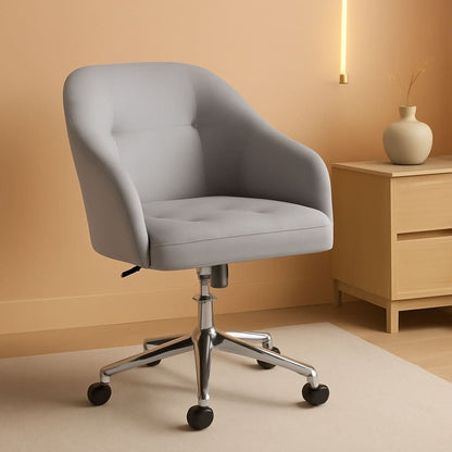 Light Gray Velvet Desk Chair With Adjustable Tilt Arm