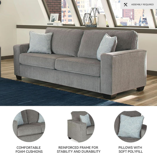 Queen Sofa Sleeper Light Gray Chenille Upholstered