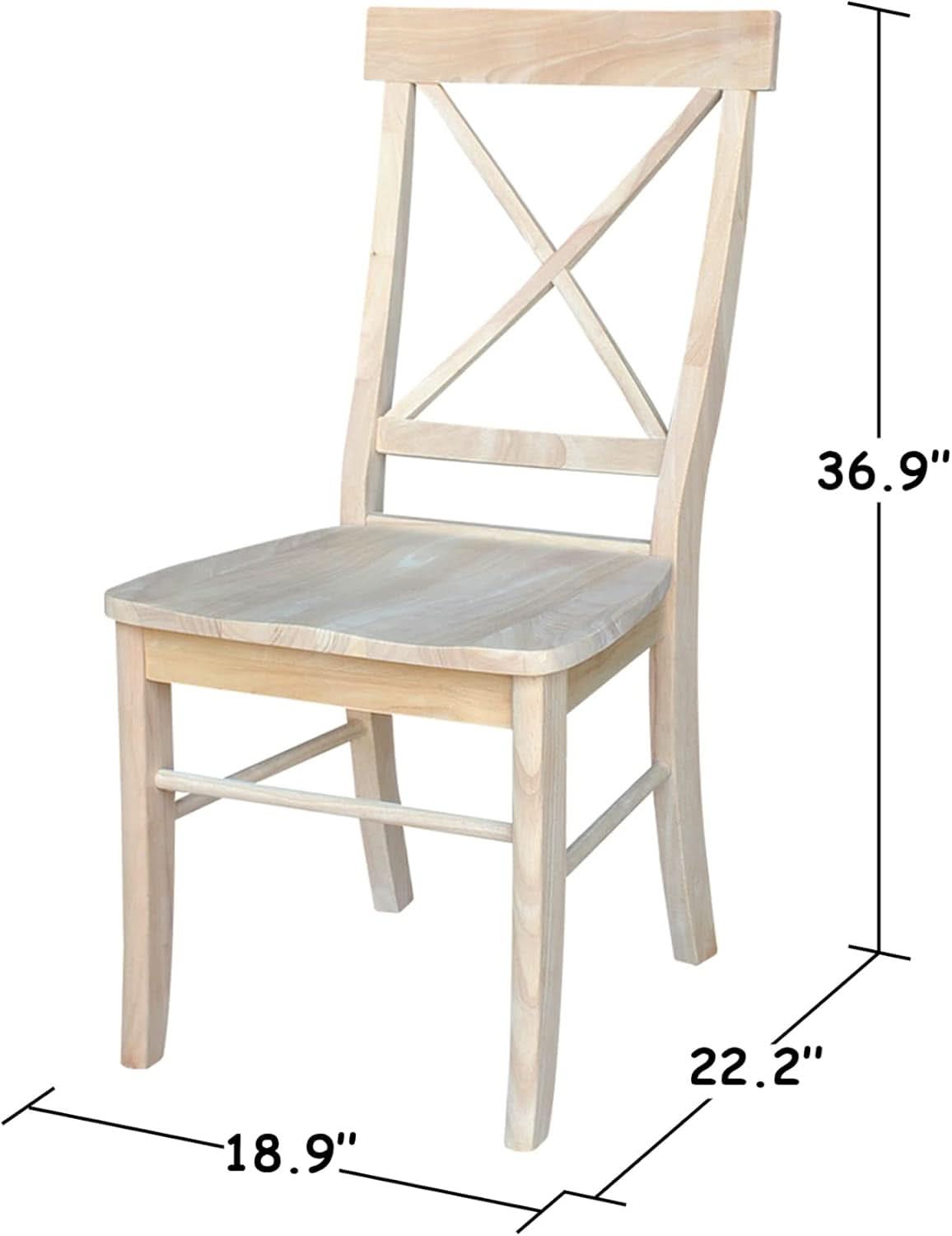 X Back Dining Chairs Set Of 2 In Unfinished Parawood