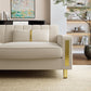 86 Inch Beige Velvet Loveseat With Gold Metal Legs Modern