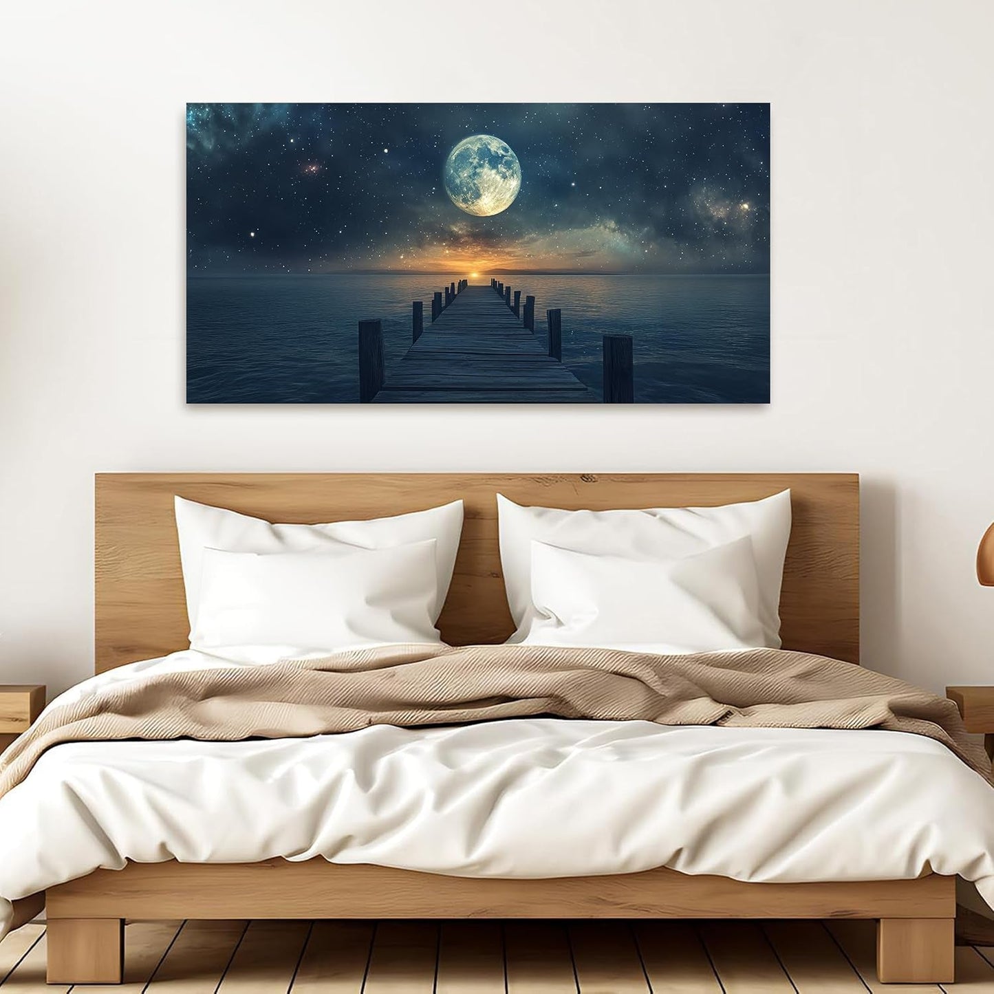 Blue Coastal Seascape Art Canvas Wall Art 20x40Inches