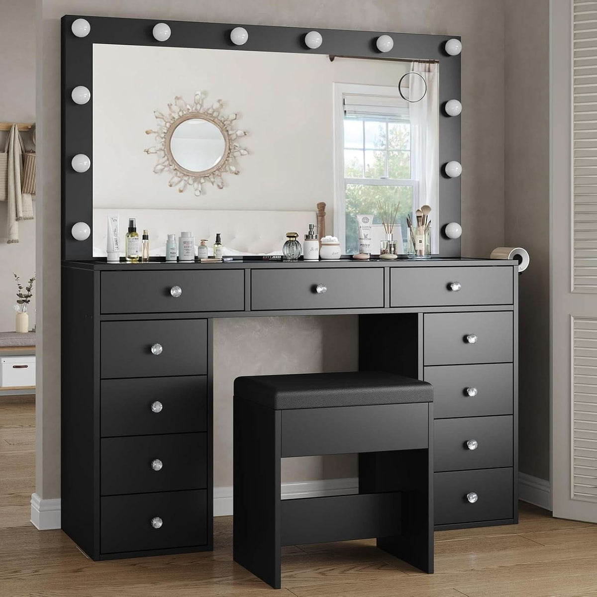 Makeup Vanity Desk With Hollywood Illumination Mirror