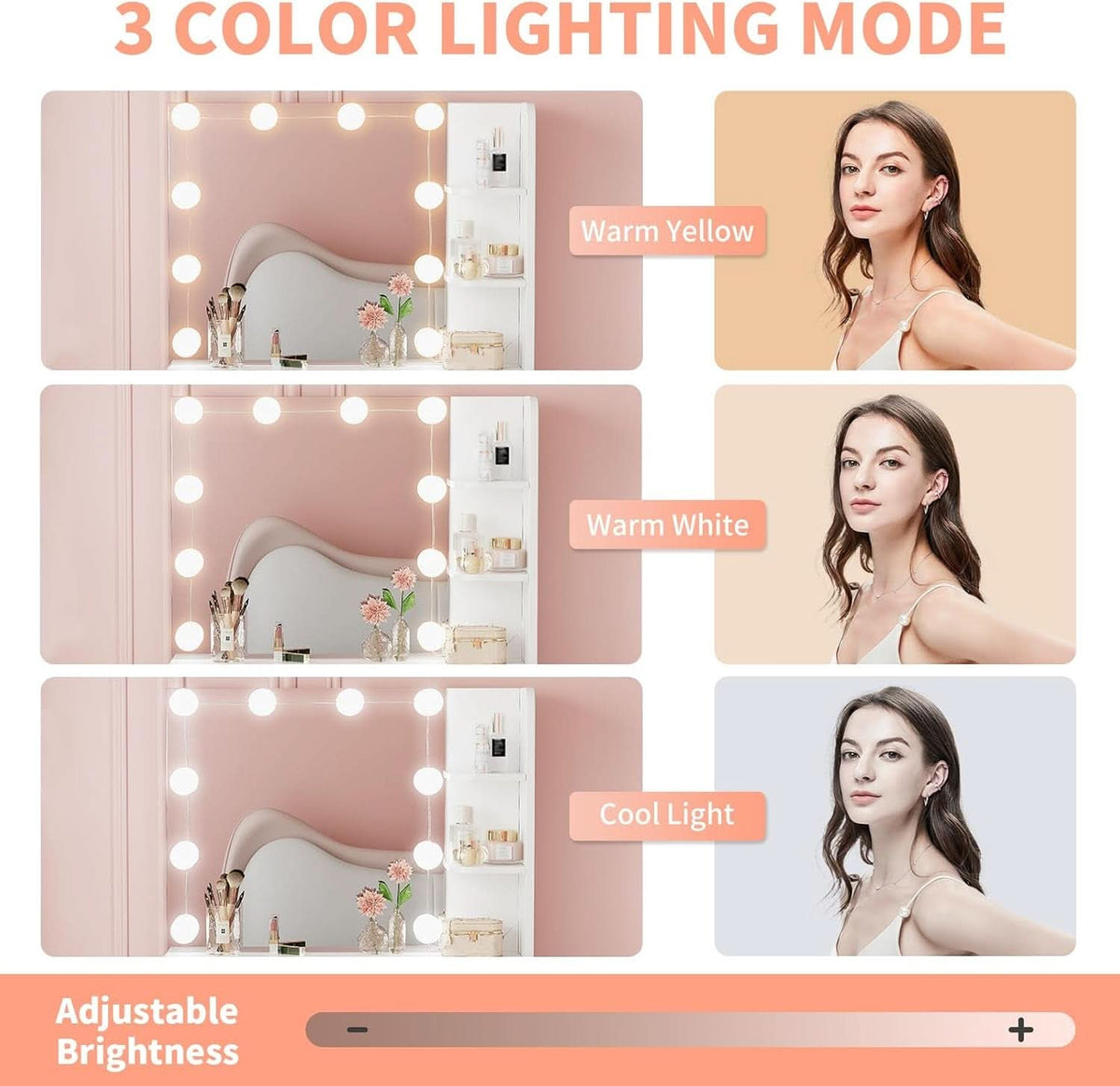 White Makeup Vanity Dresser With Illuminated Mirror