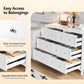 White Six Drawer Dresser Grooved Front ContouredProfile