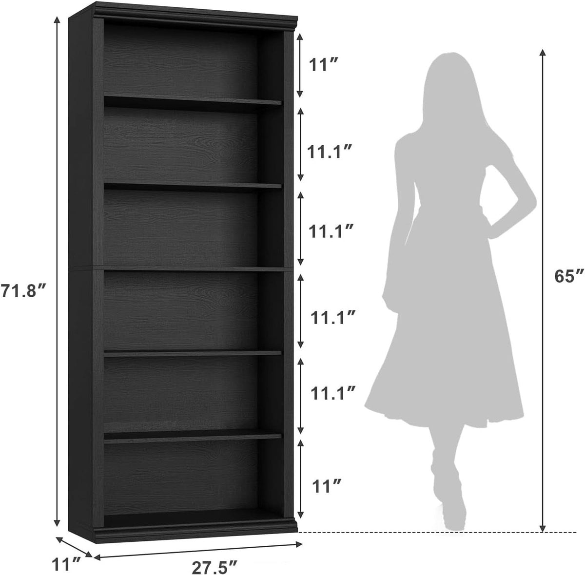 28 Inch Wide Tall Bookcase With Six Tiers For Home Office Storage For Living Room Organization-1